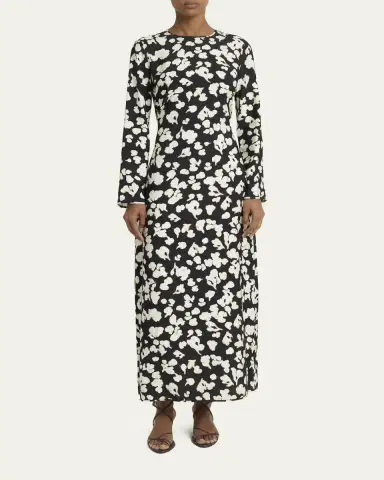 Proenza Schouler White Label Waverly Floral Long-Sleeve Twill Dress | Thumbnail 2 Proenza Schouler White Label Waverly Floral Long-Sleeve Twill Dress | Thumbnail 2