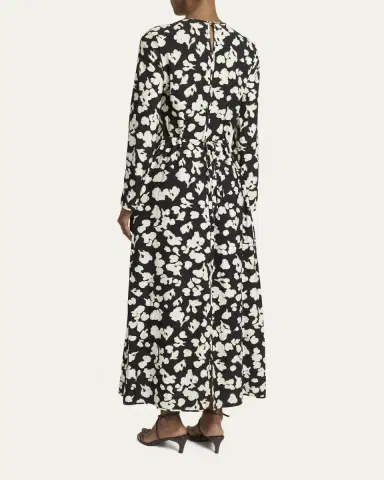 Proenza Schouler White Label Waverly Floral Long-Sleeve Twill Dress | Thumbnail 3 Proenza Schouler White Label Waverly Floral Long-Sleeve Twill Dress | Thumbnail 3