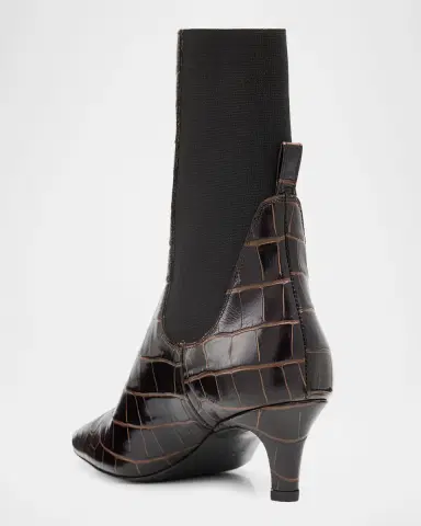 TOTEME The Mid Heel Croc-Embossed Leather Ankle Booties | Thumbnail 3