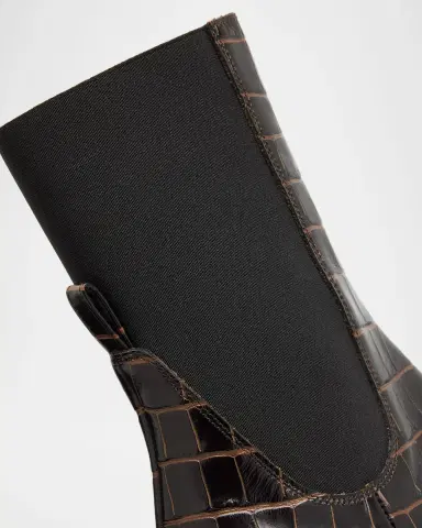 TOTEME The Mid Heel Croc-Embossed Leather Ankle Booties | Thumbnail 4
