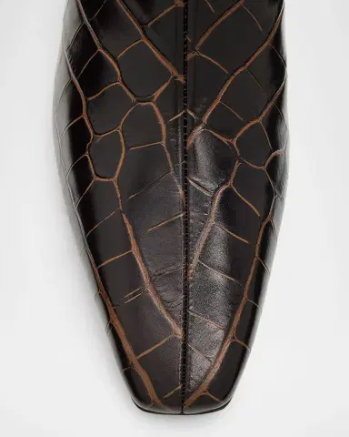 TOTEME The Mid Heel Croc-Embossed Leather Ankle Booties | Thumbnail 5
