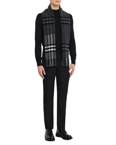 Burberry Men's Contrast Check Double-Faced Cashmere Scarf | Thumbnail 1 Burberry Men's Contrast Check Double-Faced Cashmere Scarf | Thumbnail 1