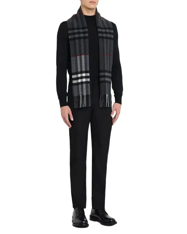 Burberry Men 's Contrast Check Double-Faced Cashmere Scarf