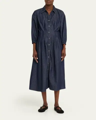 TWP Mason Dress in Denim Shirting | Thumbnail 2