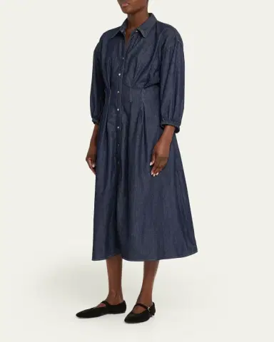 TWP Mason Dress in Denim Shirting | Thumbnail 4