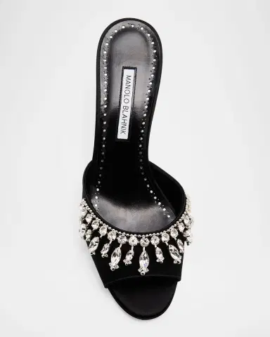 Manolo Blahnik 50mm Tulimu Embellished Satin Mules | Thumbnail 3 Manolo Blahnik 50mm Tulimu Embellished Satin Mules | Thumbnail 3