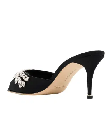 Manolo Blahnik 50mm Tulimu Embellished Satin Mules | Thumbnail 1 Manolo Blahnik 50mm Tulimu Embellished Satin Mules | Thumbnail 1