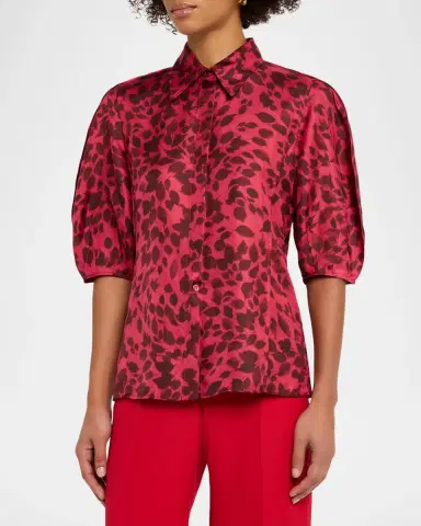 Gabriela Hearst Sansi Leaf-Print Silk Twill Top | Thumbnail 13