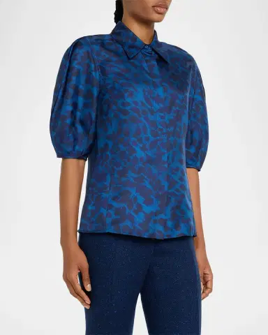 Gabriela Hearst Sansi Leaf-Print Silk Twill Top | Thumbnail 17