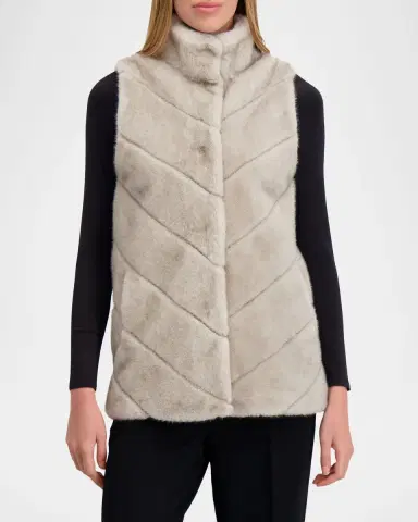 Lyla Grant Fur-Free Chevron Faux Mink Vest | Thumbnail 3