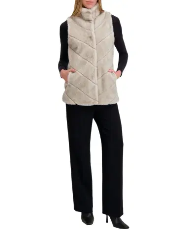 Lyla Grant Fur-Free Chevron Faux Mink Vest | Thumbnail 1