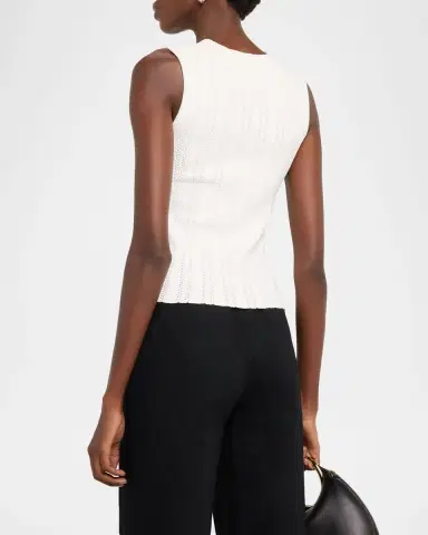 Adam Lippes Brynn Pointelle Knit Sleeveless Top | Thumbnail 3
