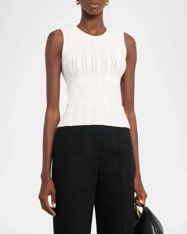 Adam Lippes Brynn Pointelle Knit Sleeveless Top | Thumbnail 4