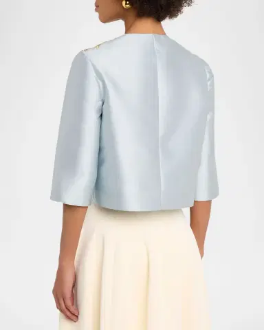 Reem Acra Embellished Silk Bolero Jacket | Thumbnail 3 Reem Acra Embellished Silk Bolero Jacket | Thumbnail 3