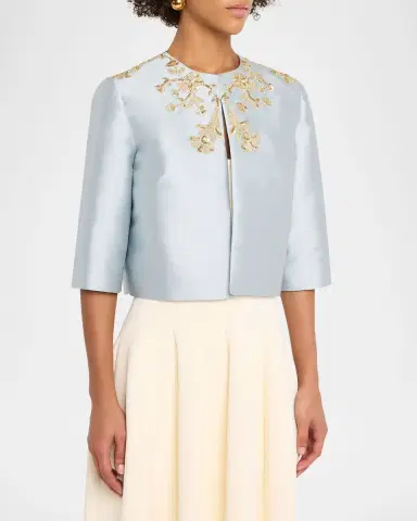 Reem Acra Embellished Silk Bolero Jacket | Thumbnail 4 Reem Acra Embellished Silk Bolero Jacket | Thumbnail 4