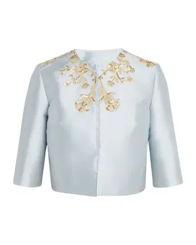 Reem Acra Embellished Silk Bolero Jacket | Thumbnail 1 Reem Acra Embellished Silk Bolero Jacket | Thumbnail 1