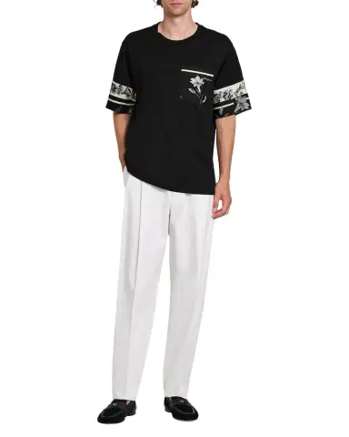Dolce & Gabbana Men's Cotton and Silk Digital-Print Pocket T-Shirt | Thumbnail 1 Dolce & Gabbana Men's Cotton and Silk Digital-Print Pocket T-Shirt | Thumbnail 1