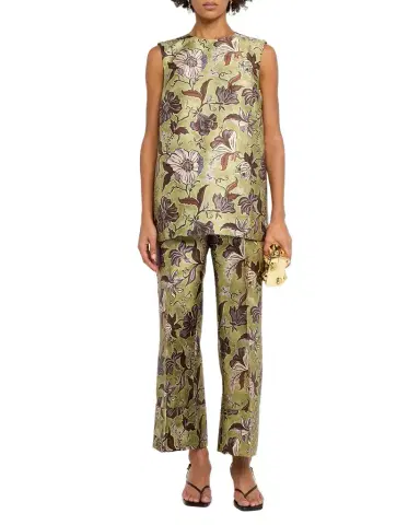 ALÉMAIS Citron Floral Satin Cropped Pants | Thumbnail 1 ALÉMAIS Citron Floral Satin Cropped Pants | Thumbnail 1