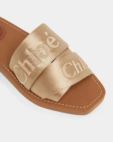 Chloé Woody Satin Flat Logo Ribbon Slide Sandals | Thumbnail 2 Chloé Woody Satin Flat Logo Ribbon Slide Sandals | Thumbnail 2
