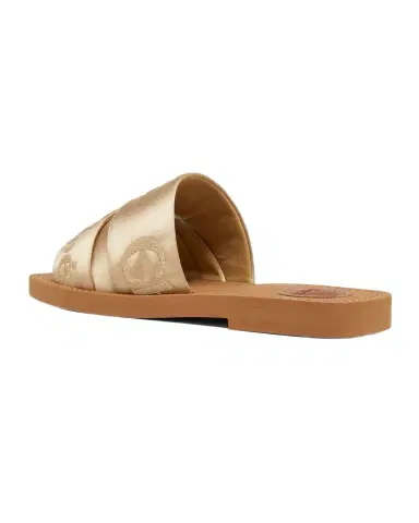 Chloé Woody Satin Flat Logo Ribbon Slide Sandals | Thumbnail 1 Chloé Woody Satin Flat Logo Ribbon Slide Sandals | Thumbnail 1