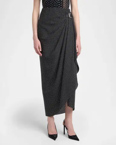 Tom Ford Polka-Dot Silk Buckle Wrap Midi Skirt | Thumbnail 3 Tom Ford Polka-Dot Silk Buckle Wrap Midi Skirt | Thumbnail 3