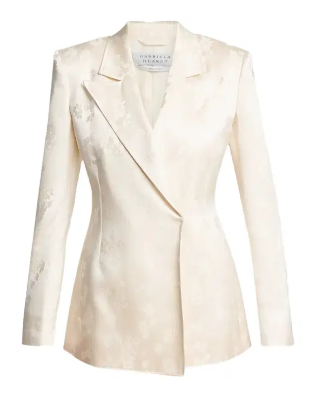 Aleah Floral Silk Jacquard Double-Breasted Blazer Jacket