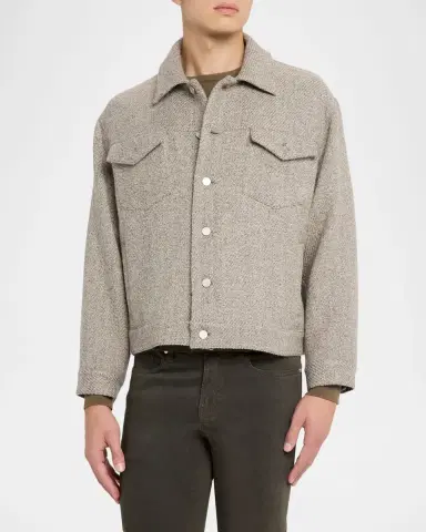 FRAME Men 's Wool Tweed Trucker Jacket | Thumbnail 3