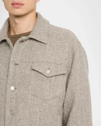 FRAME Men 's Wool Tweed Trucker Jacket | Thumbnail 4
