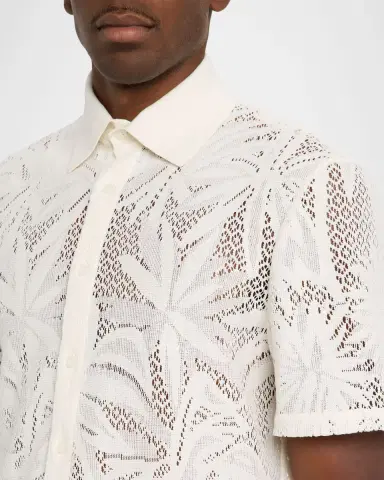 Simkhai Men's Conrad Lace Button-Front Shirt | Thumbnail 4 Simkhai Men's Conrad Lace Button-Front Shirt | Thumbnail 4