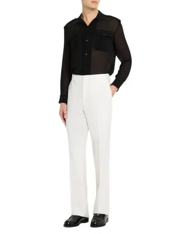 Givenchy Men's Wool and Mohair Straight-Leg Tailored Trousers | Thumbnail 1 Givenchy Men's Wool and Mohair Straight-Leg Tailored Trousers | Thumbnail 1