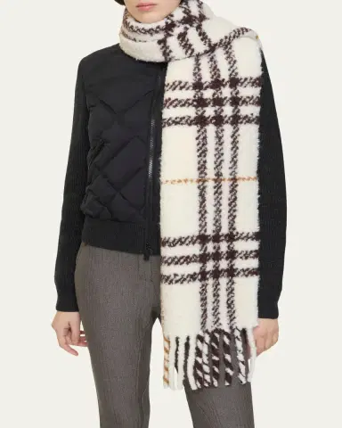 Burberry Check Alpaca Wool Blend Bouclé Scarf | Thumbnail 2 Burberry Check Alpaca Wool Blend Bouclé Scarf | Thumbnail 2