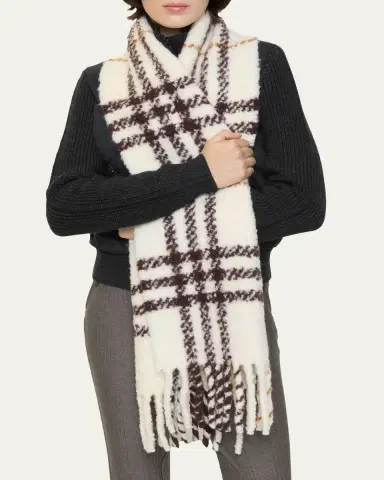 Burberry Check Alpaca Wool Blend Bouclé Scarf | Thumbnail 4 Burberry Check Alpaca Wool Blend Bouclé Scarf | Thumbnail 4