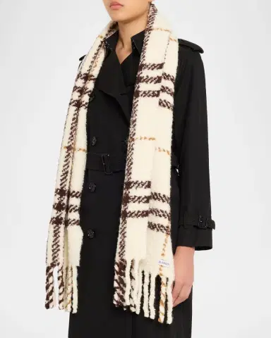 Burberry Check Alpaca Wool Blend Bouclé Scarf | Thumbnail 6 Burberry Check Alpaca Wool Blend Bouclé Scarf | Thumbnail 6