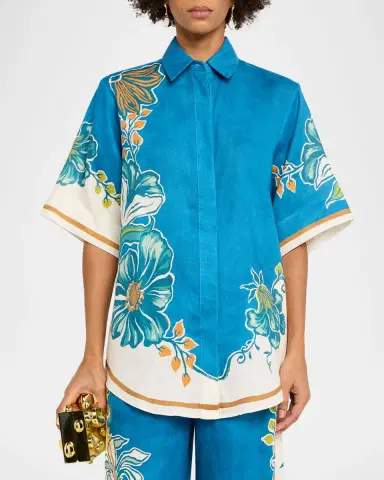 ALÉMAIS Luda Floral-Print Linen Shirt | Thumbnail 4 ALÉMAIS Luda Floral-Print Linen Shirt | Thumbnail 4