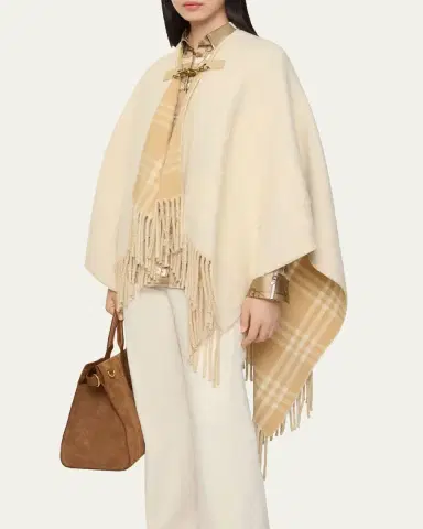 Burberry EKD Fil Coupé Wool Cape | Thumbnail 2