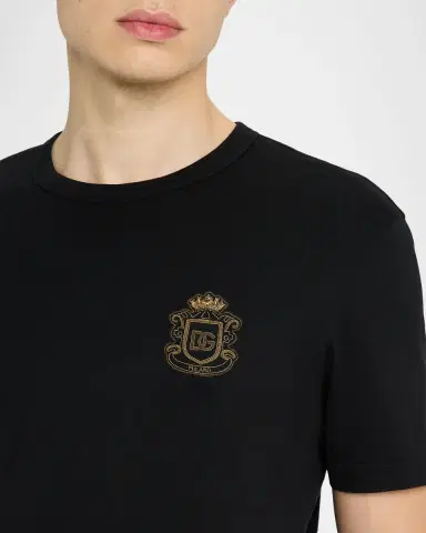 Dolce & Gabbana Men's Heraldic Patch Cotton T-Shirt | Thumbnail 4 Dolce & Gabbana Men's Heraldic Patch Cotton T-Shirt | Thumbnail 4