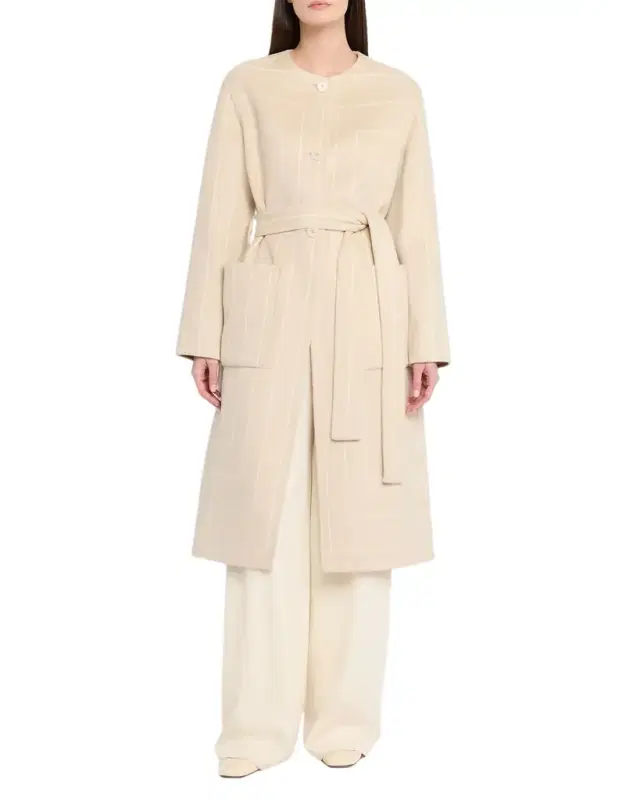 Belted Geometric Double-Face Coat