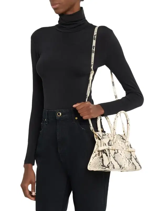 River Small Snake-Print Leather Top-Handle Bag River Small Snake-Print Leather Top-Handle Bag