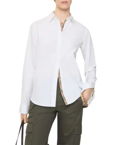 Burberry Ellora Check-Lined Cotton Poplin Button-Down Shirt | Thumbnail 1 Burberry Ellora Check-Lined Cotton Poplin Button-Down Shirt | Thumbnail 1