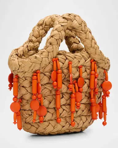 SIMONMILLER Shelly Mini Beaded Raffia Top-Handle Bag | Thumbnail 2