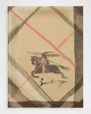 Burberry Wide Watercolor Check Silk Scarf | Thumbnail 3