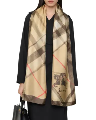 Burberry Wide Watercolor Check Silk Scarf | Thumbnail 1