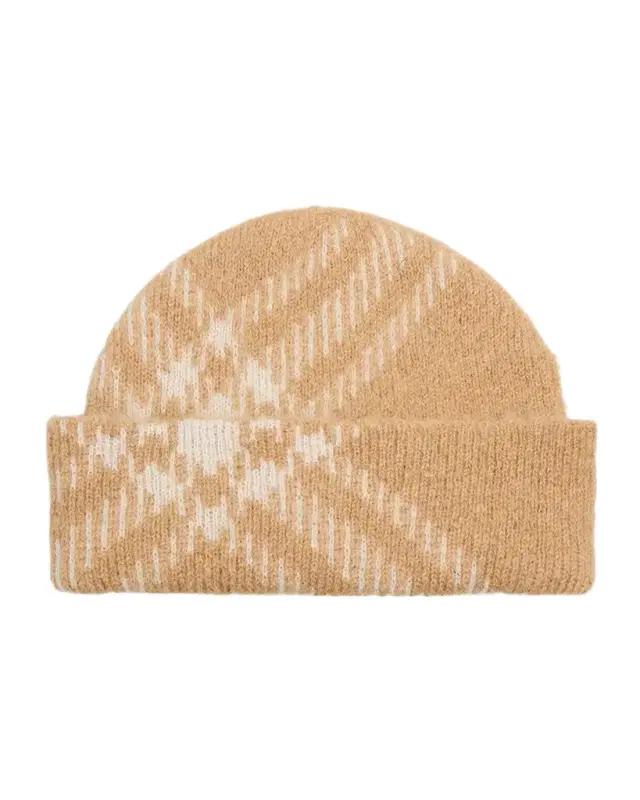 Check Mohair Wool-Blend Beanie