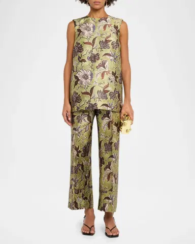 ALÉMAIS Citron Sleeveless Floral-Print Boxy Top | Thumbnail 2
