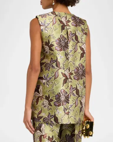 ALÉMAIS Citron Sleeveless Floral-Print Boxy Top | Thumbnail 3