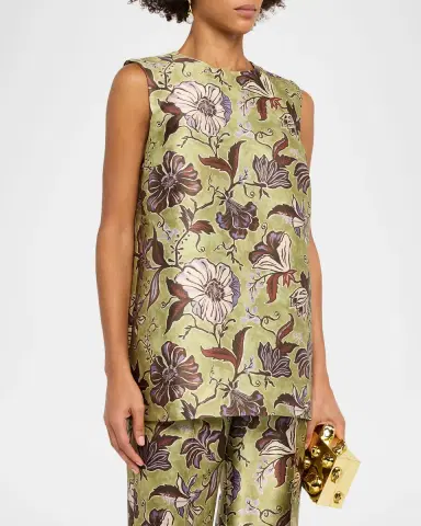 ALÉMAIS Citron Sleeveless Floral-Print Boxy Top | Thumbnail 4