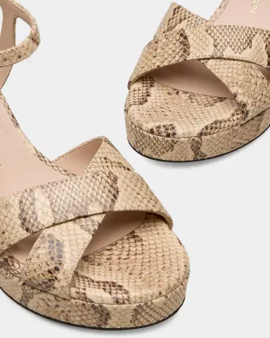 Stuart Weitzman 80mm Dayna Snake-Embossed Leather Platform Sandals | Thumbnail 2