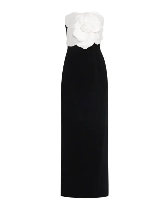 Marist Strapless Floral Applique Column Gown
