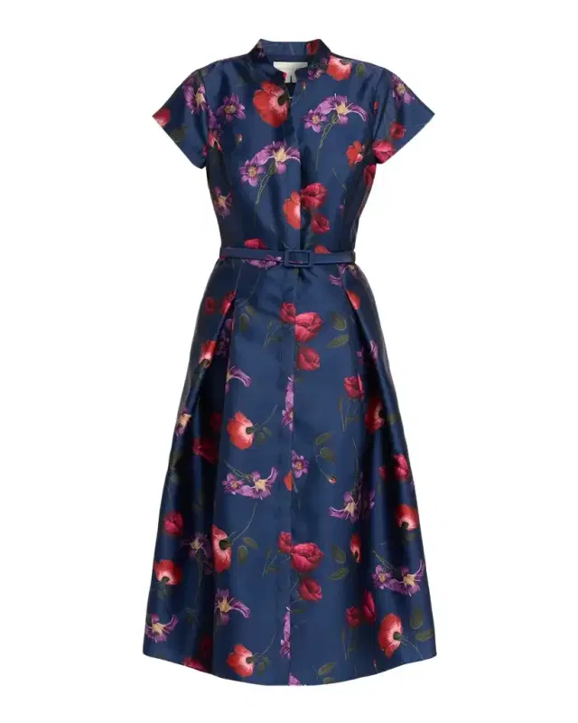 Martine Pleated Floral-Print Mikado Midi Dress Martine Pleated Floral-Print Mikado Midi Dress