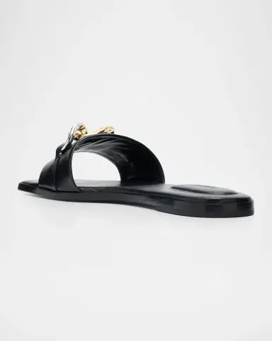 SIMKHAI Arlo Chain Leather Flat Slides | Thumbnail 3